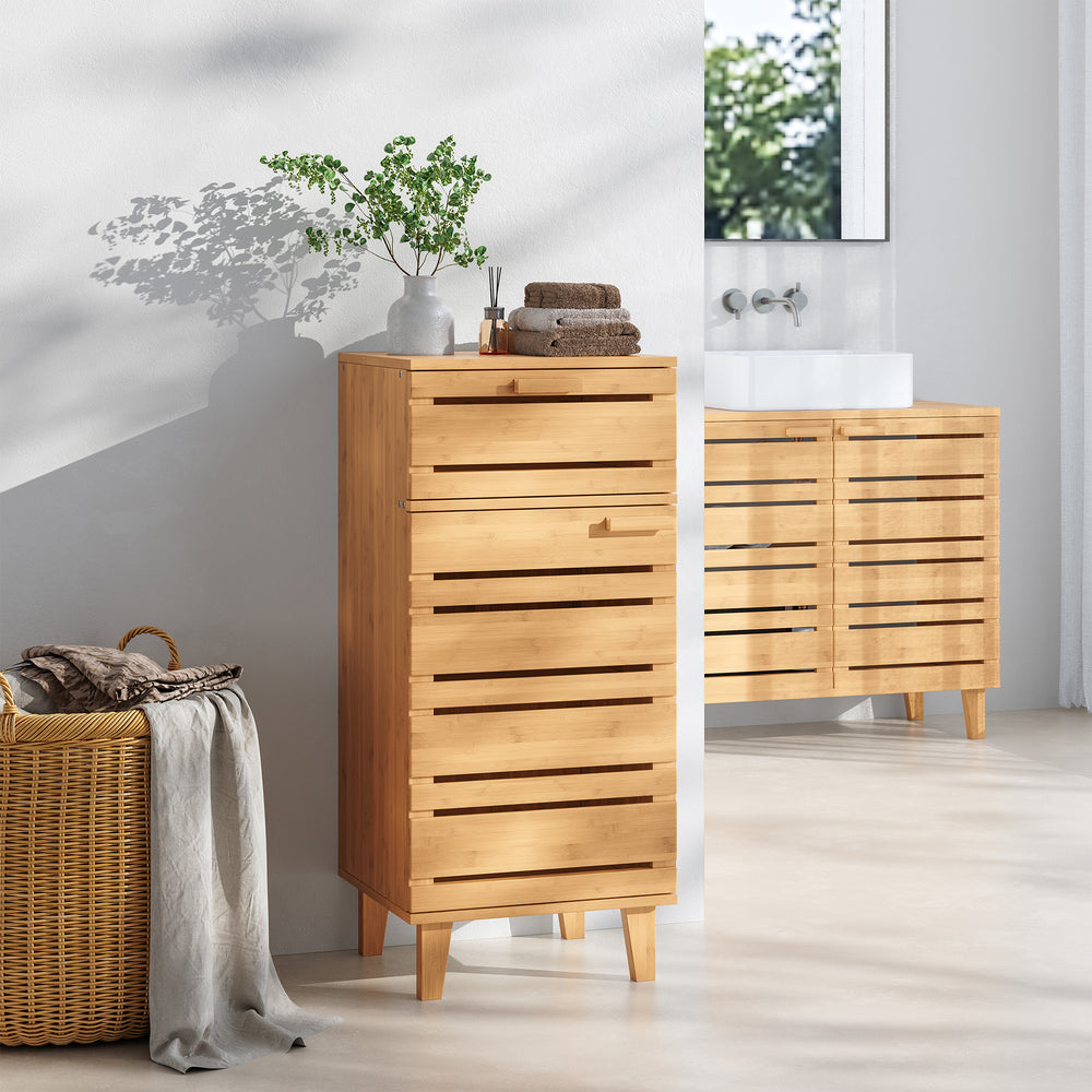 Badezimmerschrank Epind 75x33x30 cm Bamboe Natuur [en.casa] - premiumXL