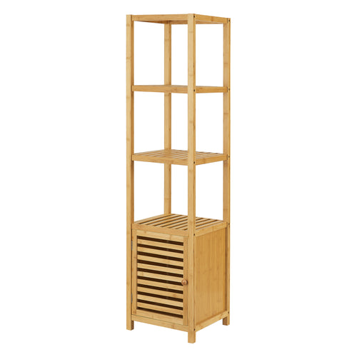 Bambusregal Liminka Badregal mit Schranktür 140x34x33cm [en.casa] - premiumXL