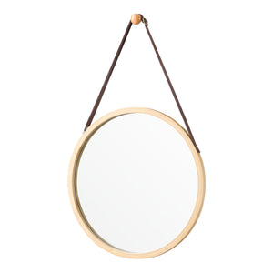 Miroir mural en bambou Bykle rond 38 cm [en.casa] - premiumXL