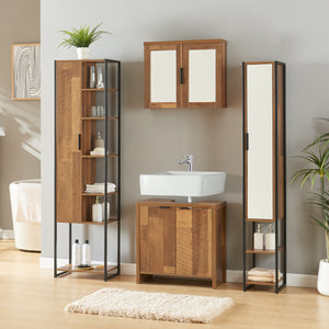 Ensemble de meubles de salle de bain 4 pièces Namsskogan effet noyer noir [en.casa]