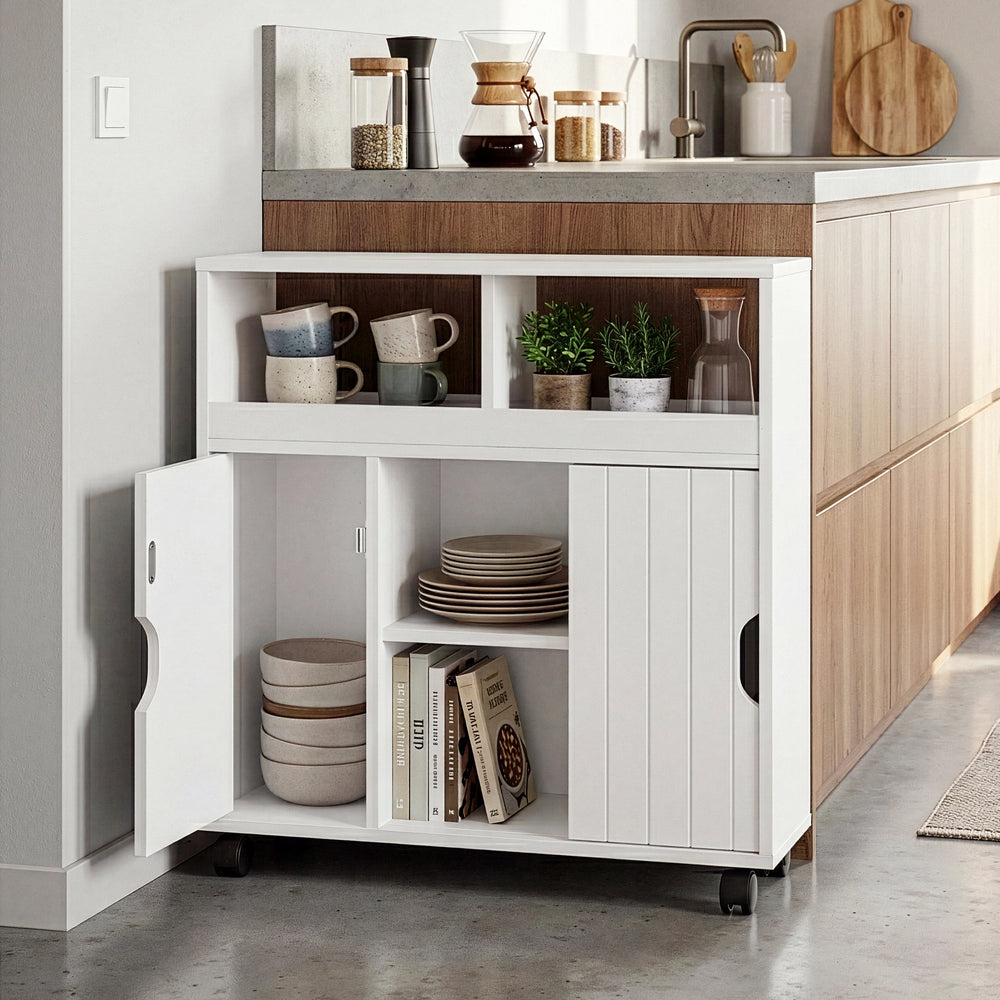 Bijzetkast op wielen Fadeskimma 72x70x20 cm Wit [en.casa]