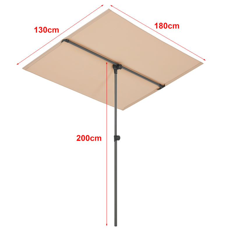 Croquis coté Parasol Carsoli inclinable à 360° rectangulaire 180 x 130 cm [pro.tec]