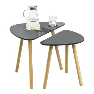 Lot de 2 Tables Basses Gigognes Levanger MDF Bambou [en.casa]