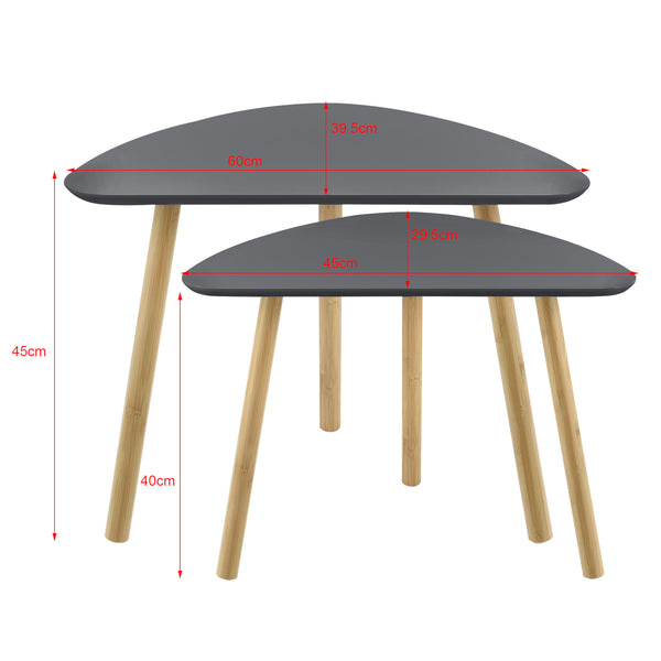 Lot de 2 Tables Basses Gigognes Levanger MDF Bambou [en.casa]