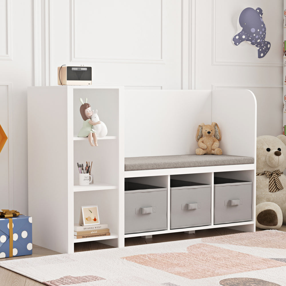 Étagère enfant avec banc Høylandet 76 x 112 x 40 cm [en.casa]