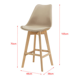 Lot de 2 Tabourets de Bar Lublin Similicuir Hêtre [en.casa] 