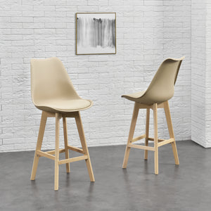 Lot de 2 Tabourets de Bar Lublin Similicuir Hêtre [en.casa] 