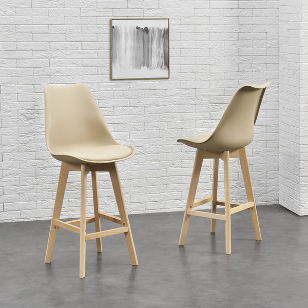 Lot de 2 Tabourets de Bar Lublin Similicuir Hêtre [en.casa] 