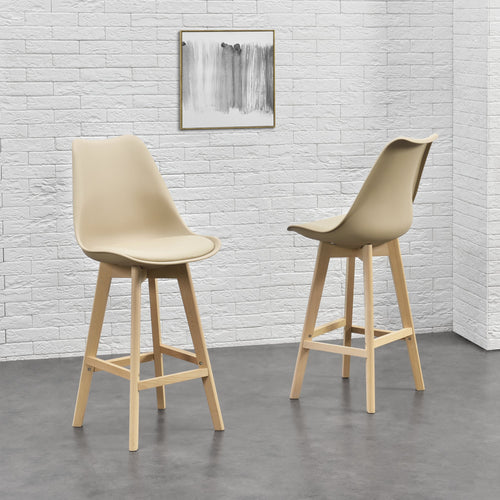 Lot de 2 Tabourets de Bar Lublin Similicuir Hêtre [en.casa] 