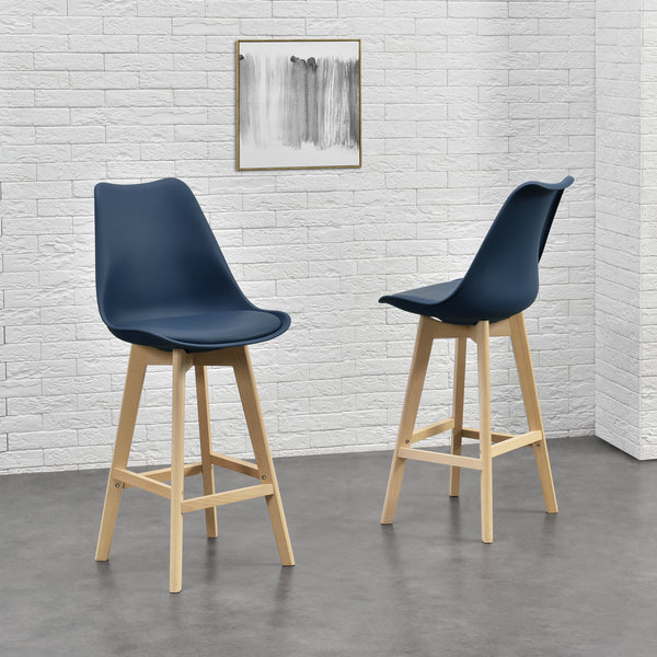Lot de 2 Tabourets de Bar Lublin Similicuir Hêtre [en.casa] 