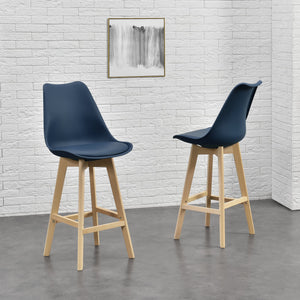 Lot de 2 Tabourets de Bar Lublin Similicuir Hêtre [en.casa] 