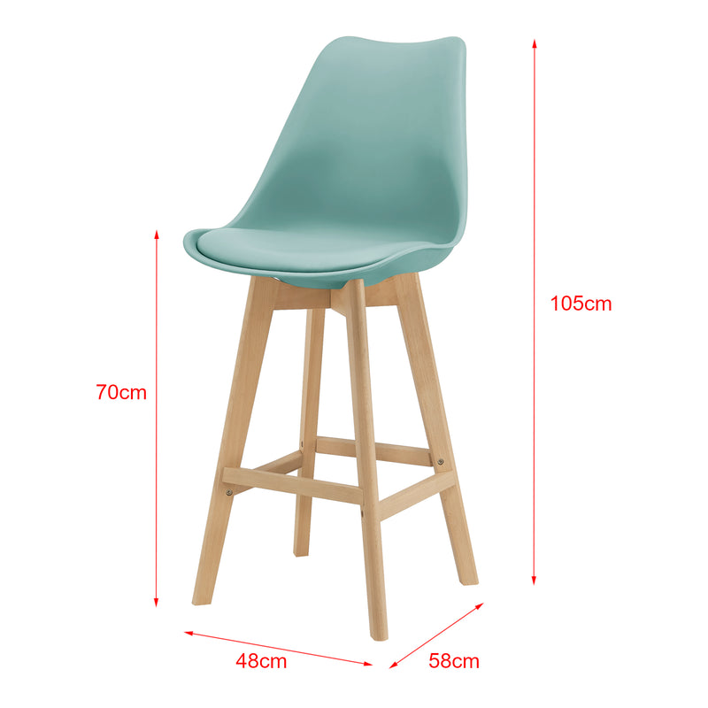 Croquis coté Lot de 2 Tabourets de Bar Lublin Similicuir Hêtre [en.casa] 