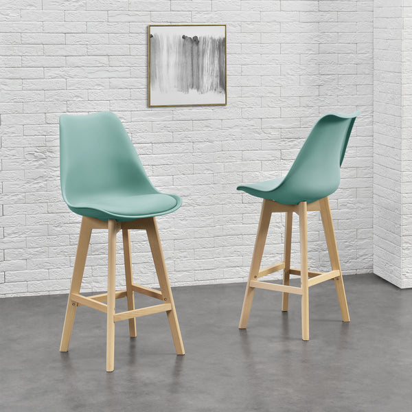 Lot de 2 Tabourets de Bar Lublin Similicuir Hêtre [en.casa] 