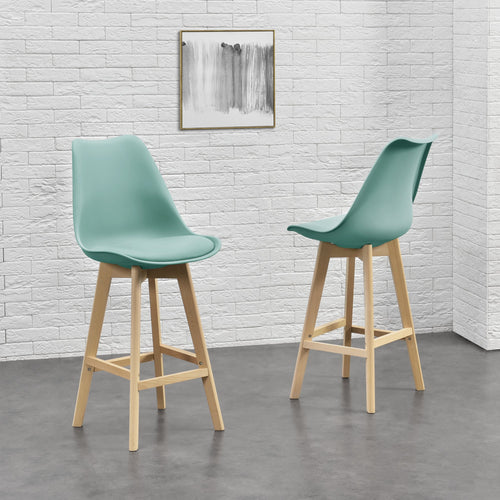 Lot de 2 Tabourets de Bar Lublin Similicuir Hêtre [en.casa] 