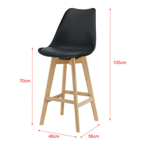 Lot de 2 Tabourets de Bar Lublin Similicuir Hêtre [en.casa] 