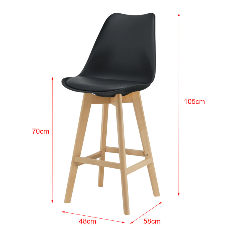 Croquis coté Lot de 2 Tabourets de Bar Lublin Similicuir Hêtre [en.casa] 