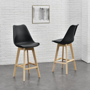 Lot de 2 Tabourets de Bar Lublin Similicuir Hêtre [en.casa] 