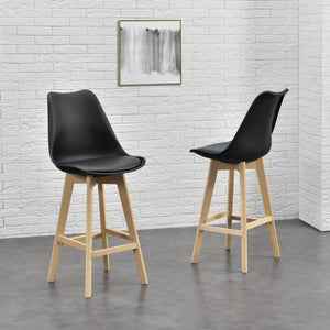 Lot de 2 Tabourets de Bar Lublin Similicuir Hêtre [en.casa] 