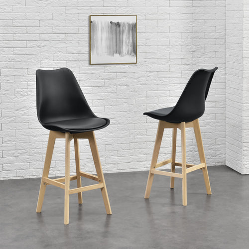 Lot de 2 Tabourets de Bar Lublin Similicuir Hêtre [en.casa] 