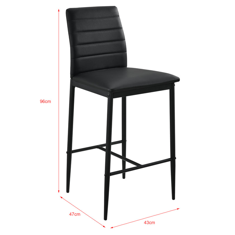 Croquis coté Lot de 2 Tabourets de Bar Chaises Rembourrées PU Similicuir avec Pieds en Acier et Hauteur d'Assise 66 cm [en.casa]