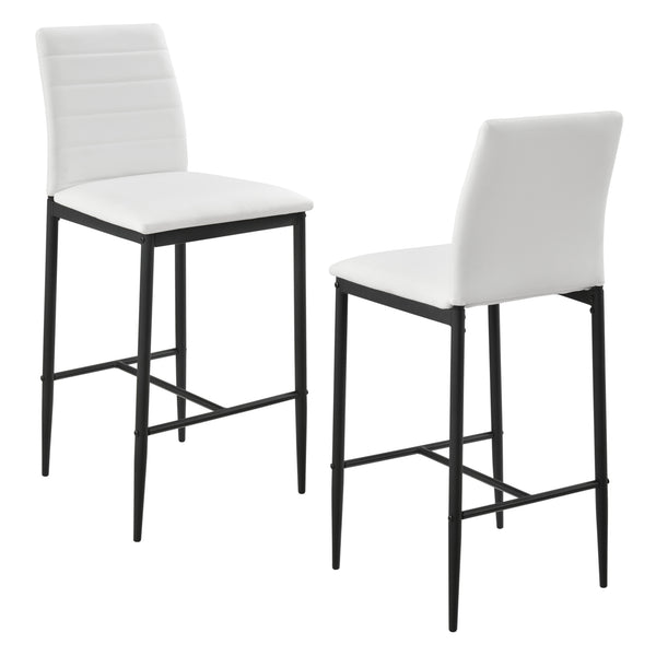 Lot de 2 Tabourets de Bar Chaises Rembourrées PU Similicuir avec Pieds en Acier et Hauteur d'Assise 66 cm [en.casa]