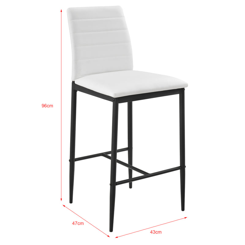 Croquis coté Lot de 2 Tabourets de Bar Chaises Rembourrées PU Similicuir avec Pieds en Acier et Hauteur d'Assise 66 cm [en.casa]