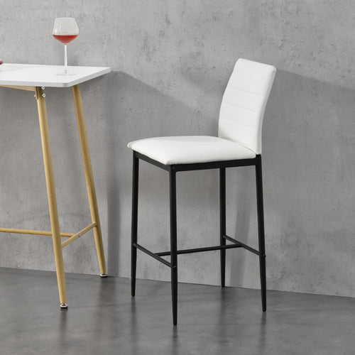 Lot de 2 Tabourets de Bar Chaises Rembourrées PU Similicuir avec Pieds en Acier et Hauteur d'Assise 66 cm [en.casa]