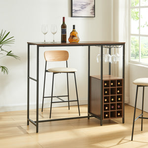 Table de bar Trøndelag 120x40x105 cm avec casier à vin pour 15 bouteilles [en.casa] - premiumXL