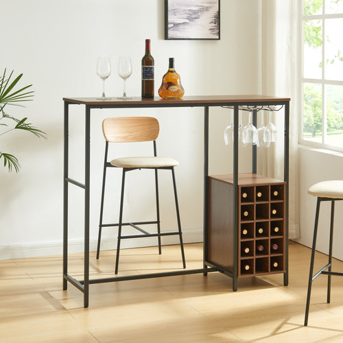 Table de bar Trøndelag 120x40x105 cm avec casier à vin pour 15 bouteilles [en.casa] - premiumXL