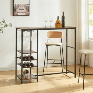 Bartisch Stjørdal met flessenrek Zwart/Walnootlook [en.casa] - premiumXL