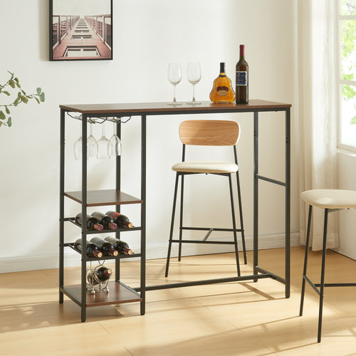 Bartisch Stjørdal met flessenrek Zwart/Walnootlook [en.casa] - premiumXL