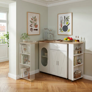 Table de bar extensible Kudebola 115 x 40 x 94 cm effet chêne / blanc [en.casa]