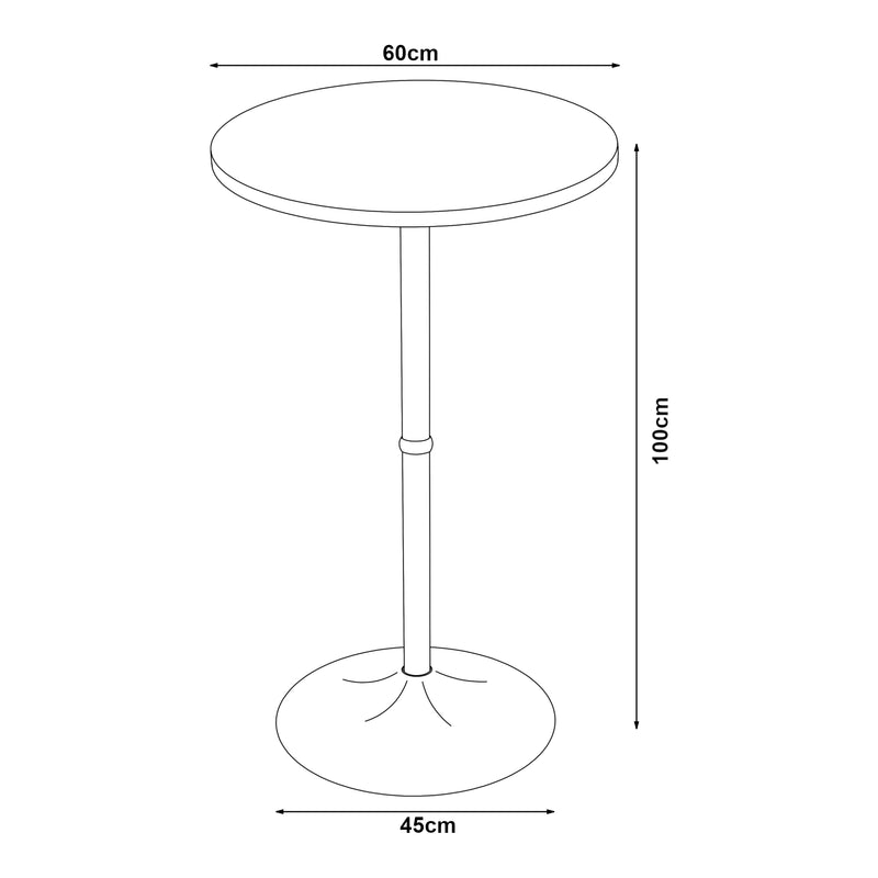 Croquis coté Table haute ronde Vantaa acier MDF 100 x 60 cm [en.casa]