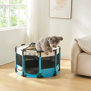 Parc pour chiens Nærøysund bleu beige [en.casa]