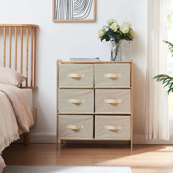 Commode avec tiroirs en tissu Maldon naturel / beige [en.casa] 