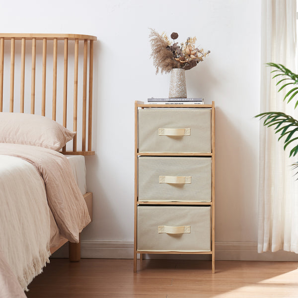 Commode avec tiroirs en tissu Maldon naturel / beige [en.casa] 