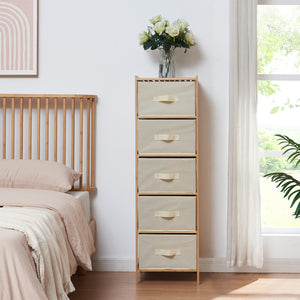 Commode avec tiroirs en tissu Maldon naturel / beige [en.casa] 