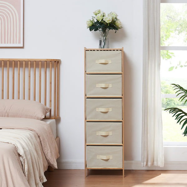 Commode avec tiroirs en tissu Maldon naturel / beige [en.casa] 