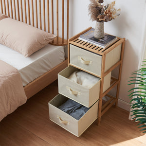 Commode avec tiroirs en tissu Maldon naturel / beige [en.casa] 