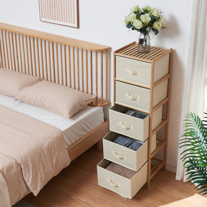 Commode avec tiroirs en tissu Maldon naturel / beige [en.casa] 
