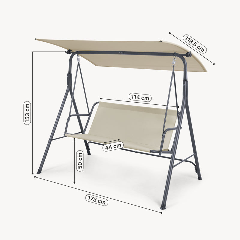 Croquis coté Balancelle Satten pour 3 personnes 173 x 119 x 153 cm [en.casa] 