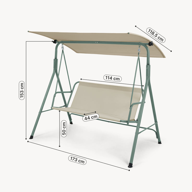 Croquis coté Balancelle Satten pour 3 personnes 173 x 119 x 153 cm [en.casa] 