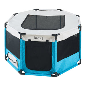 Parc pour chiens Nærøysund bleu beige [en.casa]