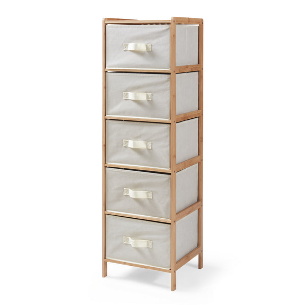Commode avec tiroirs en tissu Maldon naturel / beige [en.casa] 