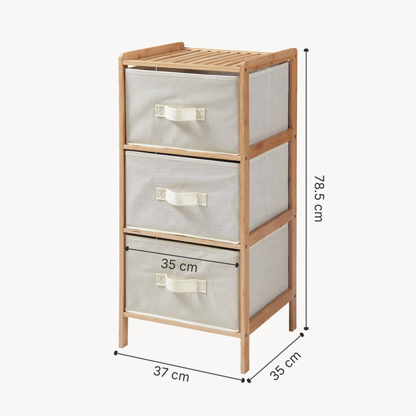 Commode avec tiroirs en tissu Maldon naturel / beige [en.casa] 
