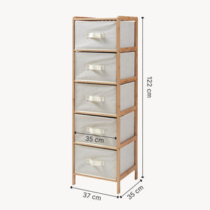 Commode avec tiroirs en tissu Maldon naturel / beige [en.casa] 