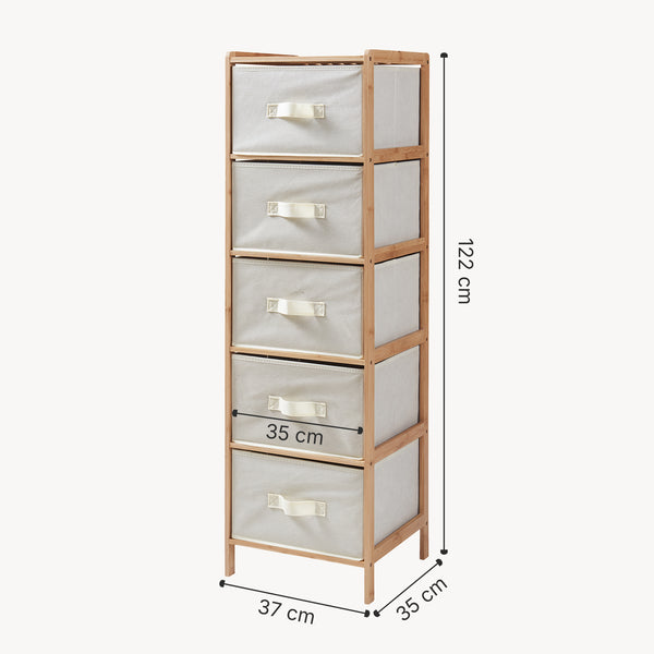 Commode avec tiroirs en tissu Maldon naturel / beige [en.casa] 