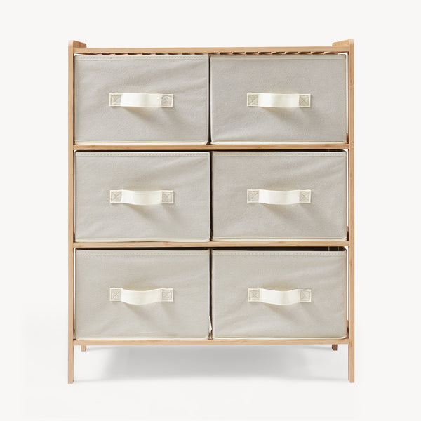 Commode avec tiroirs en tissu Maldon naturel / beige [en.casa] 