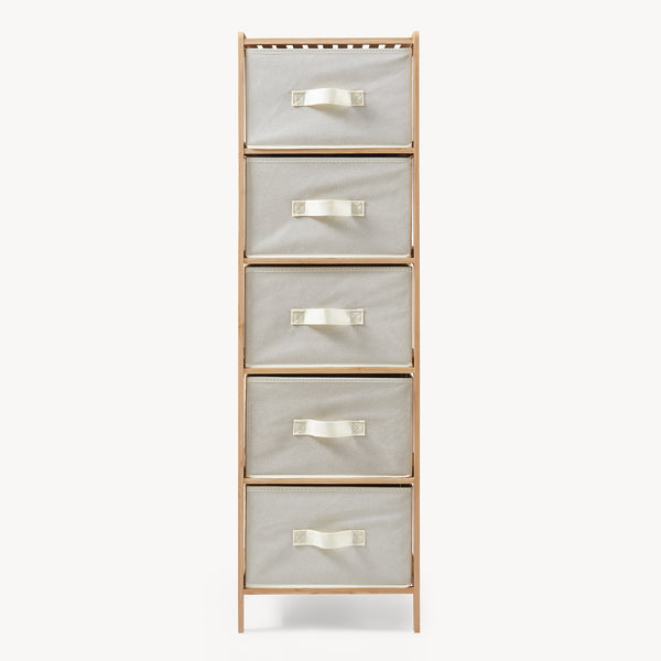Commode avec tiroirs en tissu Maldon naturel / beige [en.casa] 