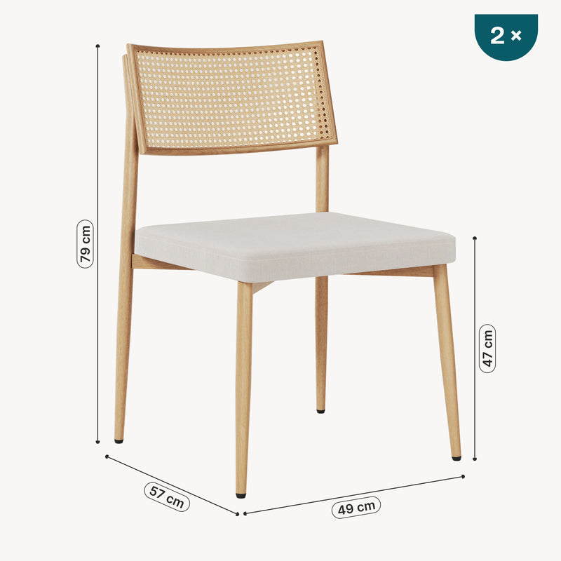 Maatschets Eetkamerstoel Jördfjok set 79x49x57 cm beige [en.casa]